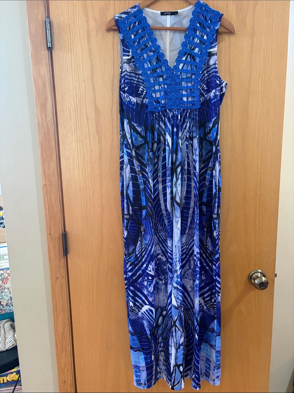 Apt. 9 Blue Crochet-Trim Maxi Dress